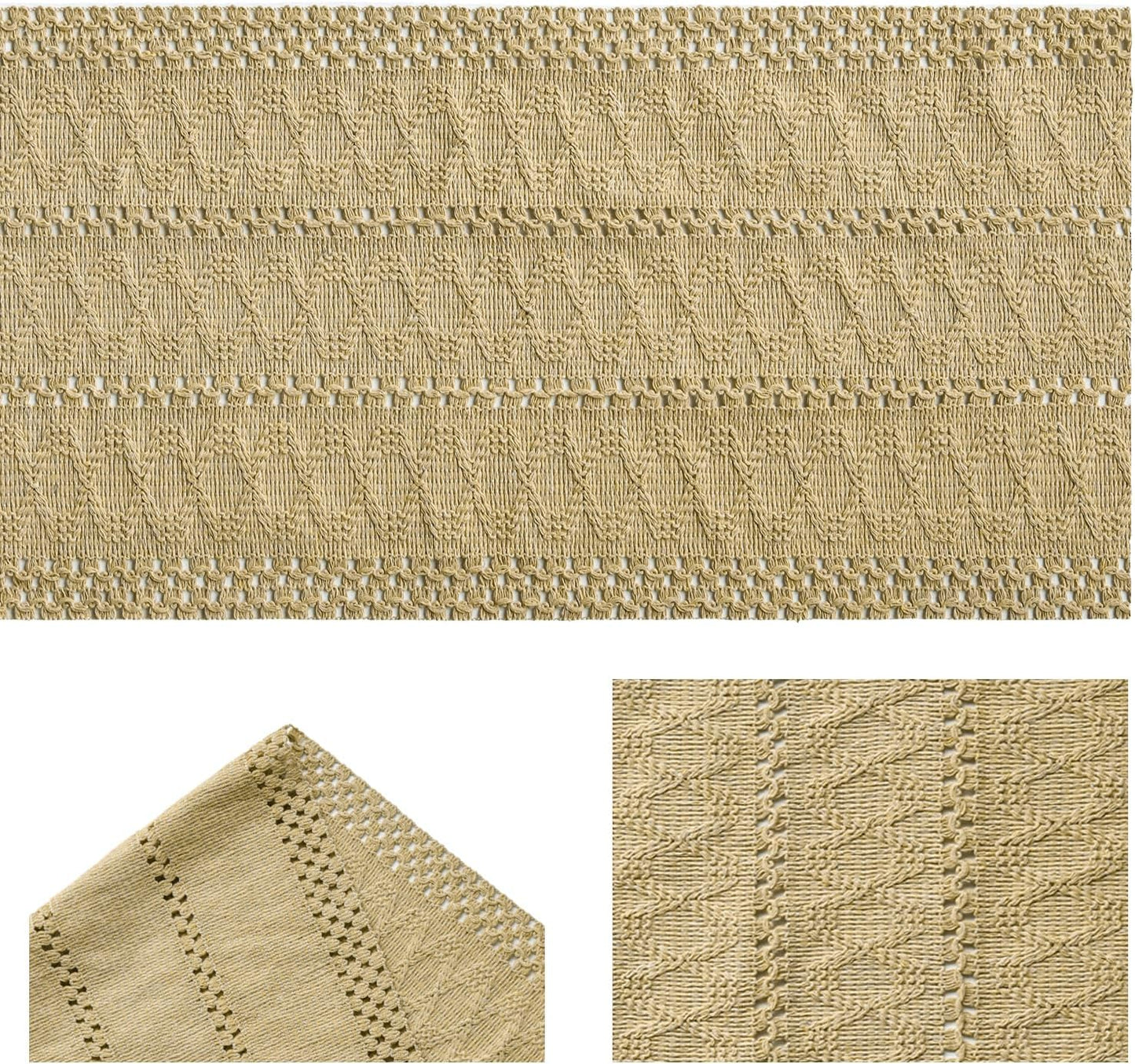 Artoid Mode Burlap Brown Farmhouse Woven Rustic Hollow Table Runner, Seasonal Holiday Hollow Kitchen Dining Table Decoration for Home Party Decor 12x72 Inch