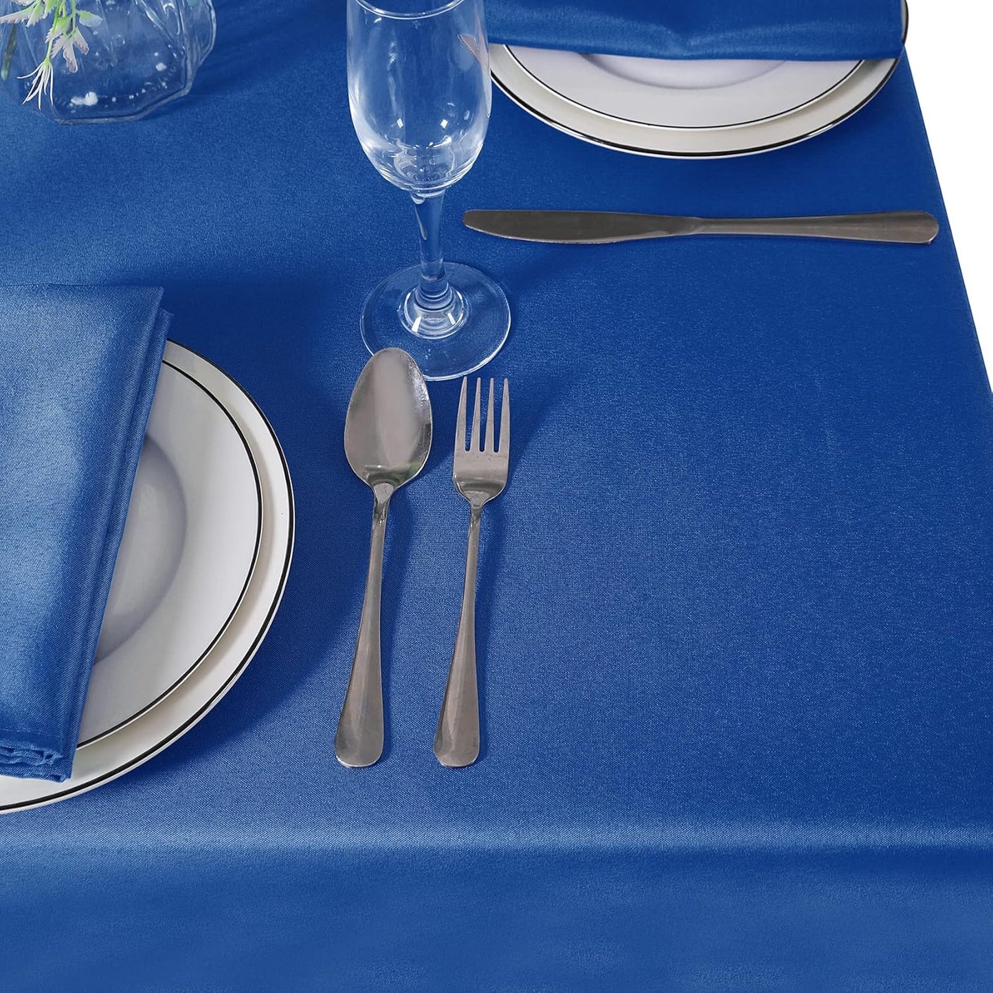 Cupuamon Square Tablecloth 52x52 inch Washable Polyester Fabric Table Cloth for Wedding Party Dining Banquet Decoration(52x52,Mediterranean Bule)