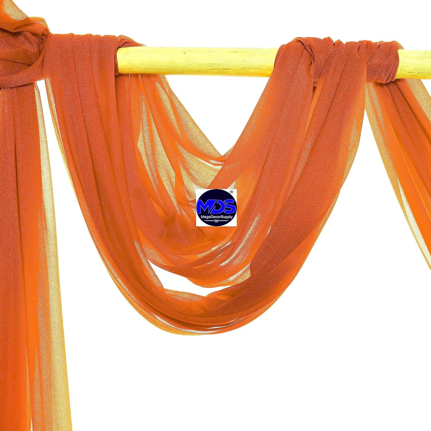 MDS Halloween Chiffon Draping Fabric - 2 Panel, 30" Wide x 40ft Long - Sheer Spooky Arbor & Canopy Drapery for Haunted House Backdrops, Party Ceilings, DIY Costumes & Themed Events - Orange
