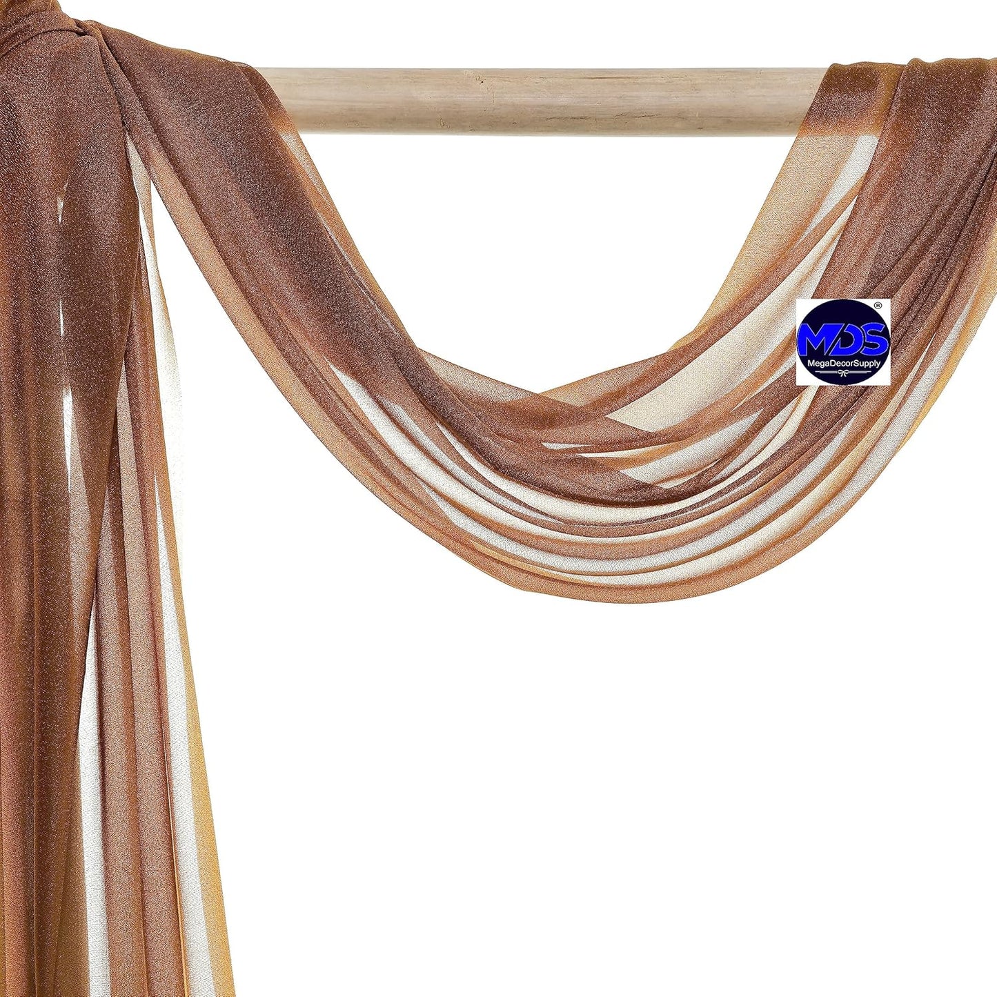 MDS Halloween Chiffon Draping Fabric - 2 Panel, 30" Wide x 100ft Long - Sheer Spooky Arbor & Canopy Drapery for Haunted House Backdrops, Party Ceilings, DIY Costumes & Themed Events - Mocha