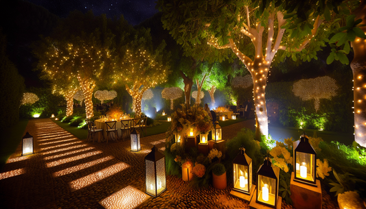"Create Enchanting Ambiances with Outdoor Lighting and Elegant Decor"