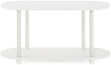 Furinno Turn-N-Tube No Tools Modern Oval Side Table, White/Virgin White - Image 7