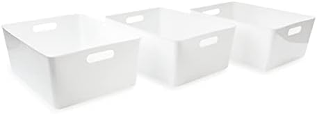 Isaac Jacobs 3-Pack XL White Storage Bin Set (13.9" x 10.6" x 5.75") by IsaacJacobs