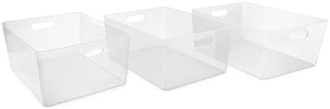 Isaac Jacobs 3-Pack XL Clear Storage Bin Set (13.9" x 10.6" x 5.75") by IsaacJacobs
