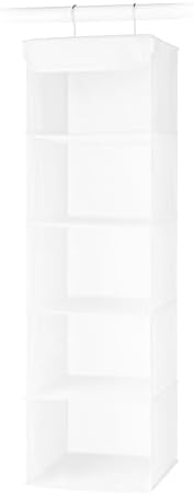 Whitmor 5 Tier Shelf Hanging Closet Organizer, Hanging Shelves with 2 Sturdy Metal Hooks,Foldable(White) - Image 4