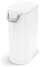 simplehuman X-Large Pet Food Storage Container, Holds 36-44 lb / 16-20 kg of Dry Dog Food, Cat Food, or Bird Seed, Airtight Lock-Tight Lid with Magnetic Scoop, BPA-Free, White Steel by Unknown