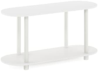 Furinno Turn-N-Tube No Tools Modern Oval Side Table, White/Virgin White - Image 6
