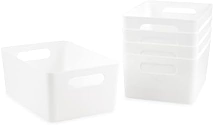 Isaac Jacobs 5-Pack Medium White Storage Bin Set (9.5" x 6.5"x 4") by IsaacJacobs