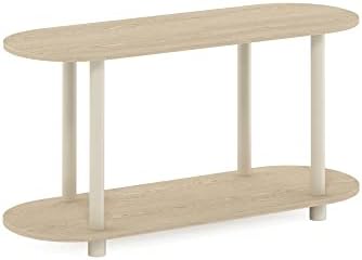 Furinno Turn-N-Tube No Tools Modern Oval Side Table, Bauhaus Oak/Beige - Image 6