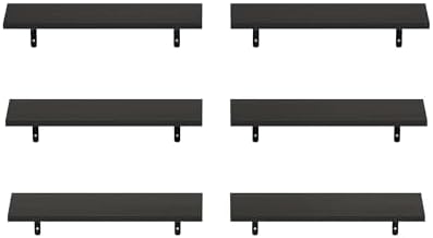 Furinno Rossi Set of 6 Floating Shelves for Wall, Espresso - Image 4