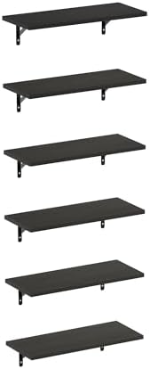 Furinno Rossi Set of 6 Floating Shelves for Wall, Espresso by Furinno-FitsYourSpaceFitsYourBudget