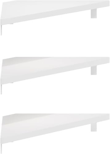 Furinno Rossi Triangle Corner Floating Shelves, Wall Mount Display Shelf, White, Set of 3 (Pack of 2) - Image 5