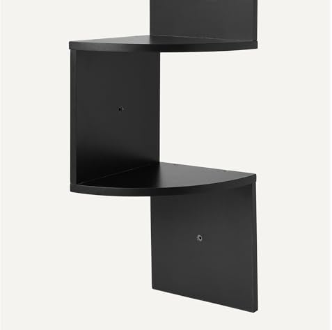 Amazon Basics 5-Tier Corner Shelf, Wall-Mounted, Floating Corner Bookshelf for Living Room, Bedroom, Bathroom, Home Office, 7.8"D x 48.5"W x 7.8"H, Black - Image 4