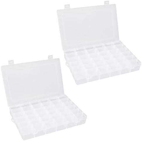 OALCQ 36 Grids 2 Pcs Bead Organizer and Storage Tackle Box for Rock Collection, Washi Tape, Small Items - Plastic Container by OALCQ