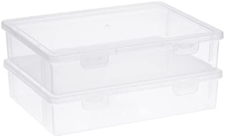BTSKY Clear Plastic Storage Box with Flap Lid, 2 Pack Small - 9.1"x6.7"x2" by BTSKY