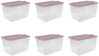 Storage Bins with Lids 6 Pack,66 Quart,24x16x13.87 in,Clear Plastic by Unknown