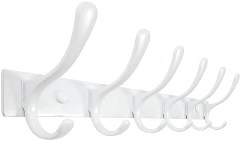 SKOLOO Heavy Duty Wall Mounted Coat Rack - 6 Hooks, Stainless Steel, Sturdy Coat Hooks for Hanging Clothes, Jacket, Hat, White by SKOLOO
