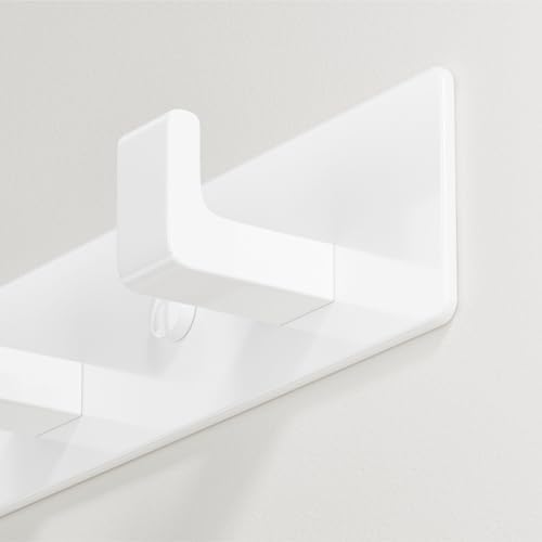 White Coat Rack Wall Mount - 12.5" Rail with 4 Right-Angle Hooks(1 Pack) - Image 6