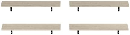 Furinno Rossi Set of 4 Floating Shelves for Wall, Metropolitan Pine - Image 4