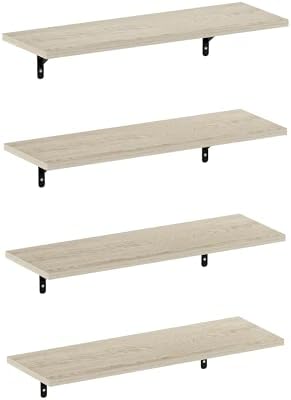 Furinno Rossi Set of 4 Floating Shelves for Wall, Metropolitan Pine by Furinno-FitsYourSpaceFitsYourBudget