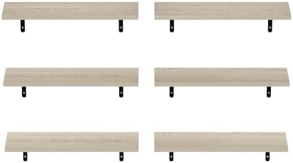 Furinno Rossi Set of 6 Floating Shelves for Wall, Metropolitan Pine - Image 4