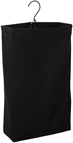 Household Essentials Door Hanging Laundry Bag in Washable Canvas with Loop Handle, Black, 27" H x 16.25" W x 6" D (Pack of 12) by HouseholdEssentials