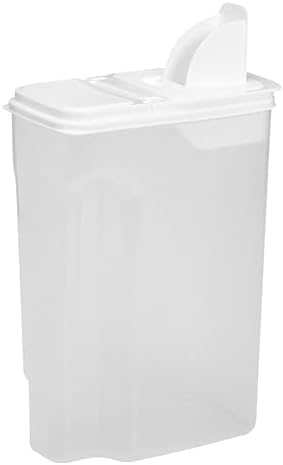 Buddeez Large Food Storage Container - 8 Quart Pantry Buddy, All Purpose Clear Kitchen Organization and Storage - Cereal, Flour, Sugar, Rice Dispenser, EZ Pour Spout and Easy Grip Handle (White Lid) by Buddeez