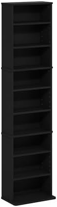Furinno Jaya DVD Shelf, 9-Shelf Tall Narrow CD Rack, Media Shelf with Adjustable Shelves, DVD Storage Cabinets for CD Bluray Game Disc, Easy Assembly, for Living Room, Home Office, Americano - Image 6