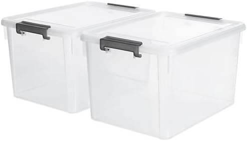 Citylife 2-Pack 32 QT Clear Plastic Storage Bins with Latching Lids by CITYLIFEHomeOrganization