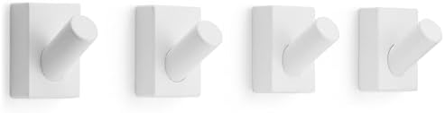 LARHN White Wall Hooks (4-Pack), Wall Mounted Coat Hooks for Wall, Wood Hooks for Hanging - Modern Scandinavian Home Decor - Series 6 by LARHN