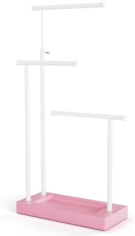SRIWATANA Pink & White Extra Tall Necklace Holder, Jewelry Display Stand by SRIWATANA