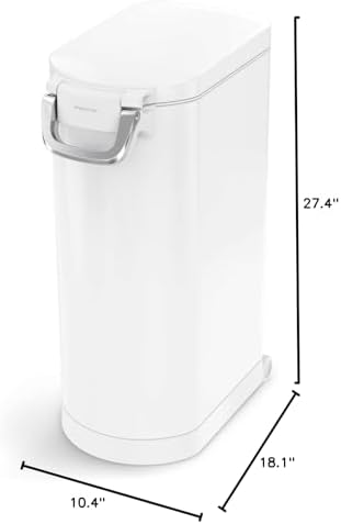 simplehuman X-Large Pet Food Storage Container, Holds 36-44 lb / 16-20 kg of Dry Dog Food, Cat Food, or Bird Seed, Airtight Lock-Tight Lid with Magnetic Scoop, BPA-Free, White Steel - Image 6