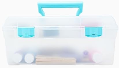 ArtBin 6937AG Essentials Lift-Out Tray Box, Portable Art & Craft Organizer with Handle and Tray, Clear/Aqua, Pack of 6 by ArtBin