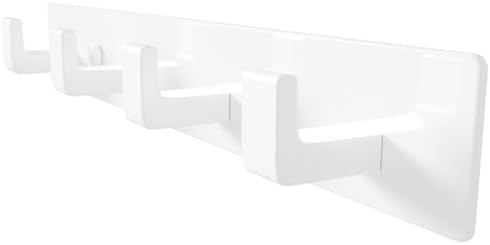 White Coat Rack Wall Mount - 12.5" Rail with 4 Right-Angle Hooks(1 Pack) by GWAAZXGZ
