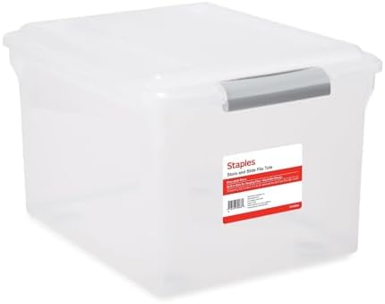 Staples Store & Slide Hanging File Box, Latch Lid, Letter/Legal, Clear by Staples