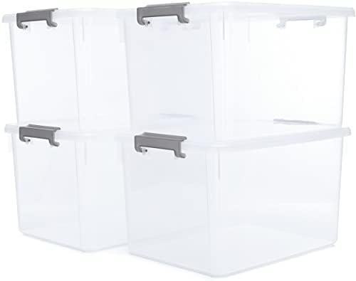 Citylife 4-Pack 32 QT Clear Plastic Storage Bins with Latching Lids by CITYLIFEHomeOrganization
