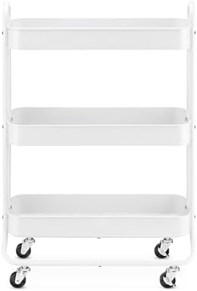 Whitmor 3-Tier Slim Cart - Kitchen, Pantry, Bathroom Rolling Storage Cart - White - Image 5