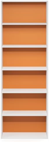 Furinno Jaya 6-Tier Book Shelf with Open Shelf, White/Orange - Image 7