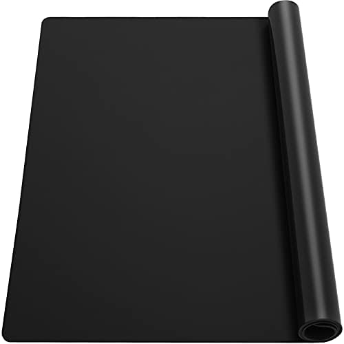 Ewen 25.6x17.7in Large Silicone Kitchen Counter Mat, 2mm Thick Heat Resistant Countertop Protector, Baking Silicone Mat under Air Fryer Toaster Oven Microwave Coffee Maker Cutting Board Drill Black by Ewen