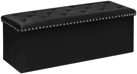 B FSOBEIIALEO Storage Ottoman Bench, 43" Velvet Ottoman with Storage, Black by BFSOBEIIALEO