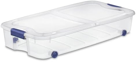 2 Pack 66 Qt Clear Underbed Storage Bins with Wheels and Latch Lids - Image 2