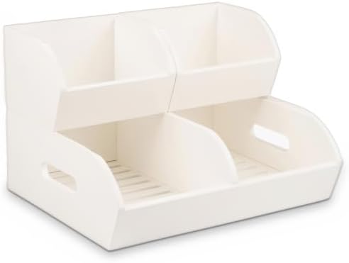 Potato and Onion Storage Bin, Stackable Bamboo Pantry Organizer and Storage, White by HomewareExpress
