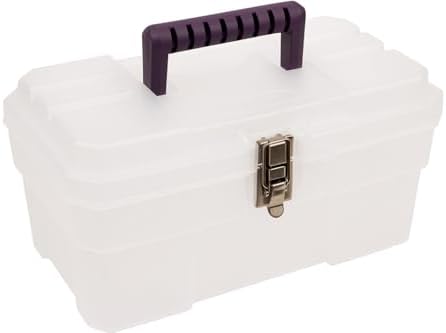 Akro-Mils 14-Inch Plastic Toolbox with Removable Tray, Steel Latch & Padlock Eye, Industrial-Grade Storage Box for Hobby Supplies, Crafts, and Tools, 14" x 8" x 8", Made in USA, Clear (09514) by Akro-Mils