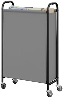 GRANNY SAYS Laundry Hamper, Slim Basket with Wheels and Handles, Grey, 80L by GRANNYSAYS