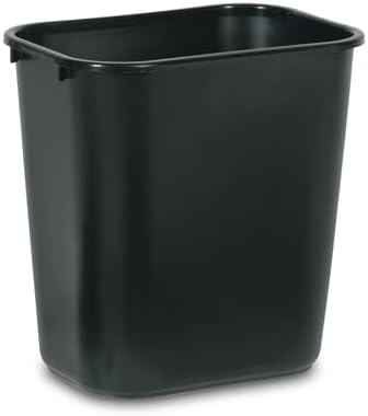 Rubbermaid Commercial Products Wastebasket/Trash Can, 7-Gallon/28-Quart, Black, Plastic, for Bedroom/Bathroom/Office, Fits Under Desk/Sink/Cabinet, Pack of 4 - Image 2