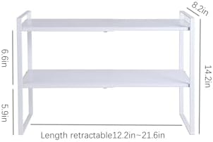 2-Tier Expandable Organizer Shelf for Kitchen Cabinet, Countertop, Pantry & Under-Sink Storage(white) - Image 2