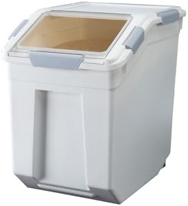 HANAMYA 15 Liter / 30 lbs Rice Storage Container with Measuring Cup, BPA free, For Rice | Grain | Pet Food | Flour, 1 count, White by HANAMYA