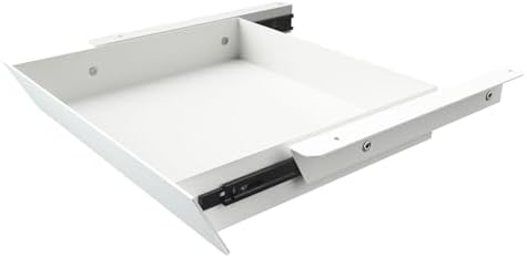 White Under Desk Mounted Sliding Drawer with 60 Degree Tilt Panel to pull out, 15'' long & 9'' deep Large Storage Organizer for Sit Stand Workstation by GAXOMO