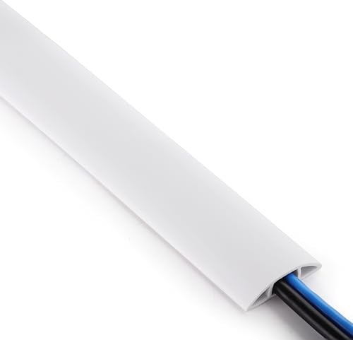 ZhiYo 5.6ft Floor Cord Cover, Cable Cavity 0.6" W x 0.3" H, White by ZhiYo