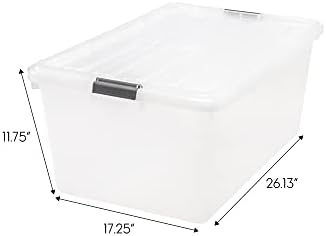 IRIS USA 68 Qt. Large Storage Bin with Buckle Down Lid, 2-Pack, Sturdy and Versatile Organizer Utility Tote Container Box for Seasonal Clothes Blankets Decoration Long Term Storage, Clear - Image 2